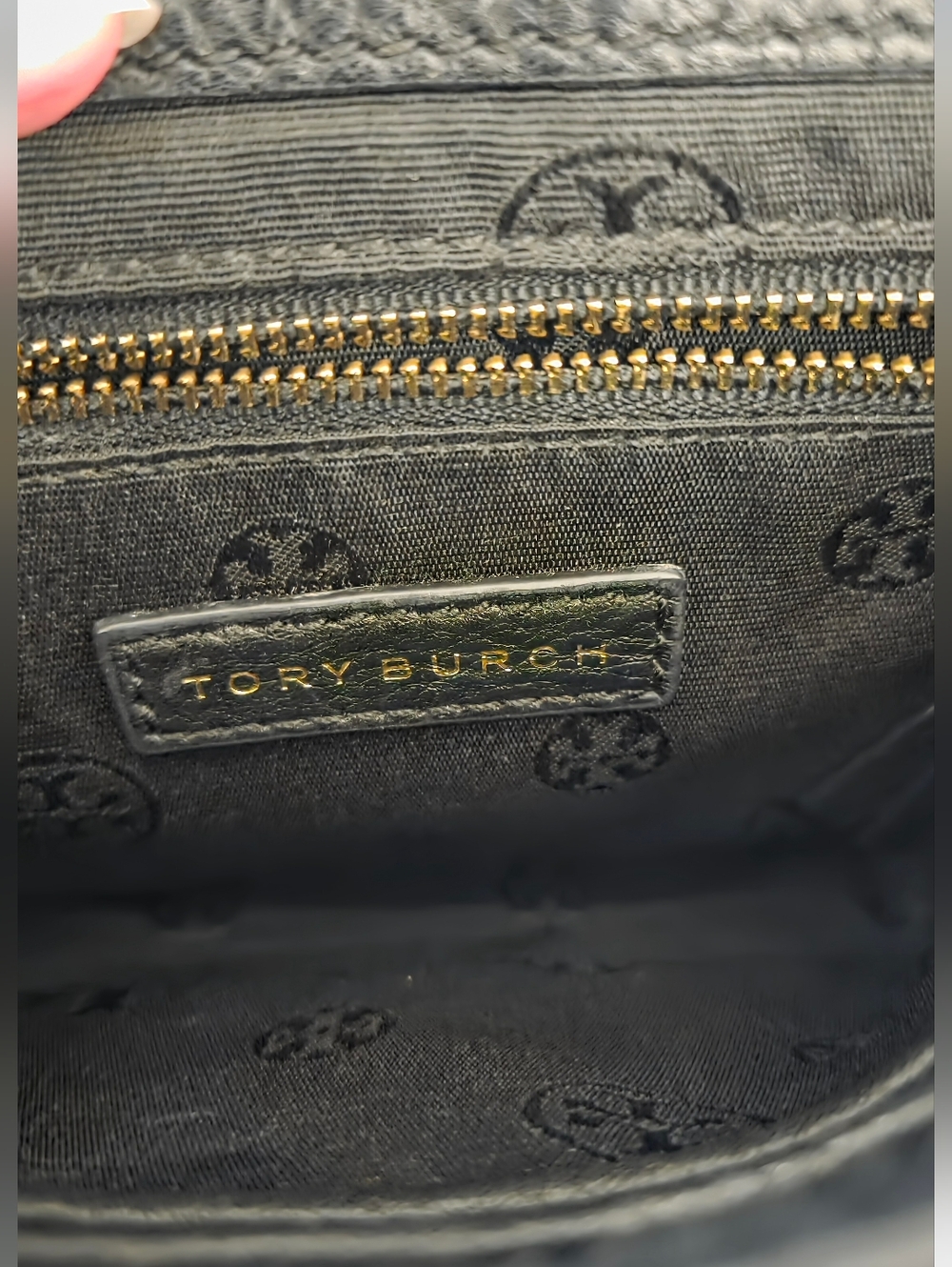 Tory Burch Black Pebbled Leather Chain Shoulder Bag - Picture 4 of 7